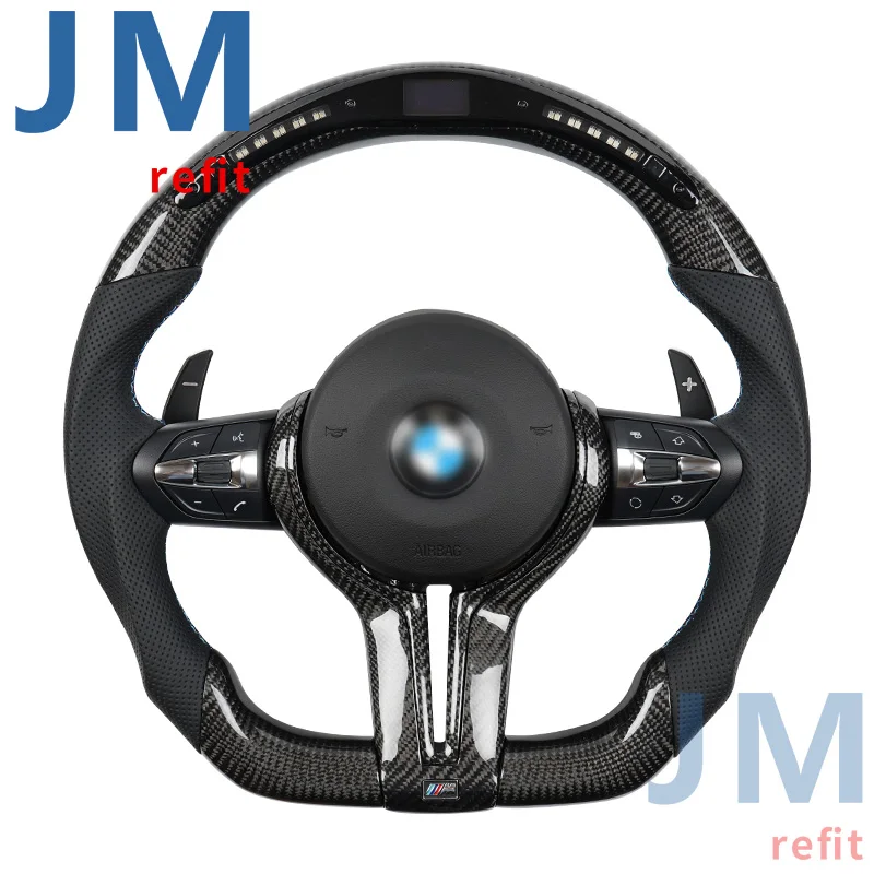 LED RPM Racing Custom Steering Wheel Carbon Fiber Fit For F30 F10 E90 M2-M8 1-7Series X1-X6Carbon Fiber Steering Wheel