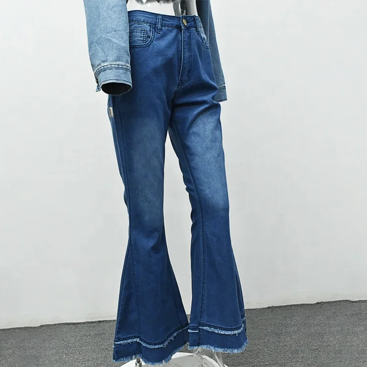 European and American Fashion Wild Wide Leg Stitching Solid Color Stretch Flared Women