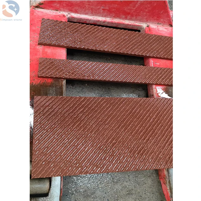 Natural Red Sandstone Brush-hammered Surface for Stairs  Wall Cladding Low Price Mushroomed Stone Wall Cladding