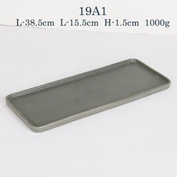 Sample Style Rectangle Dark Gray Color Fruit Salad Plate Porcelain Tableware Cheap Ceramic Dish Plate