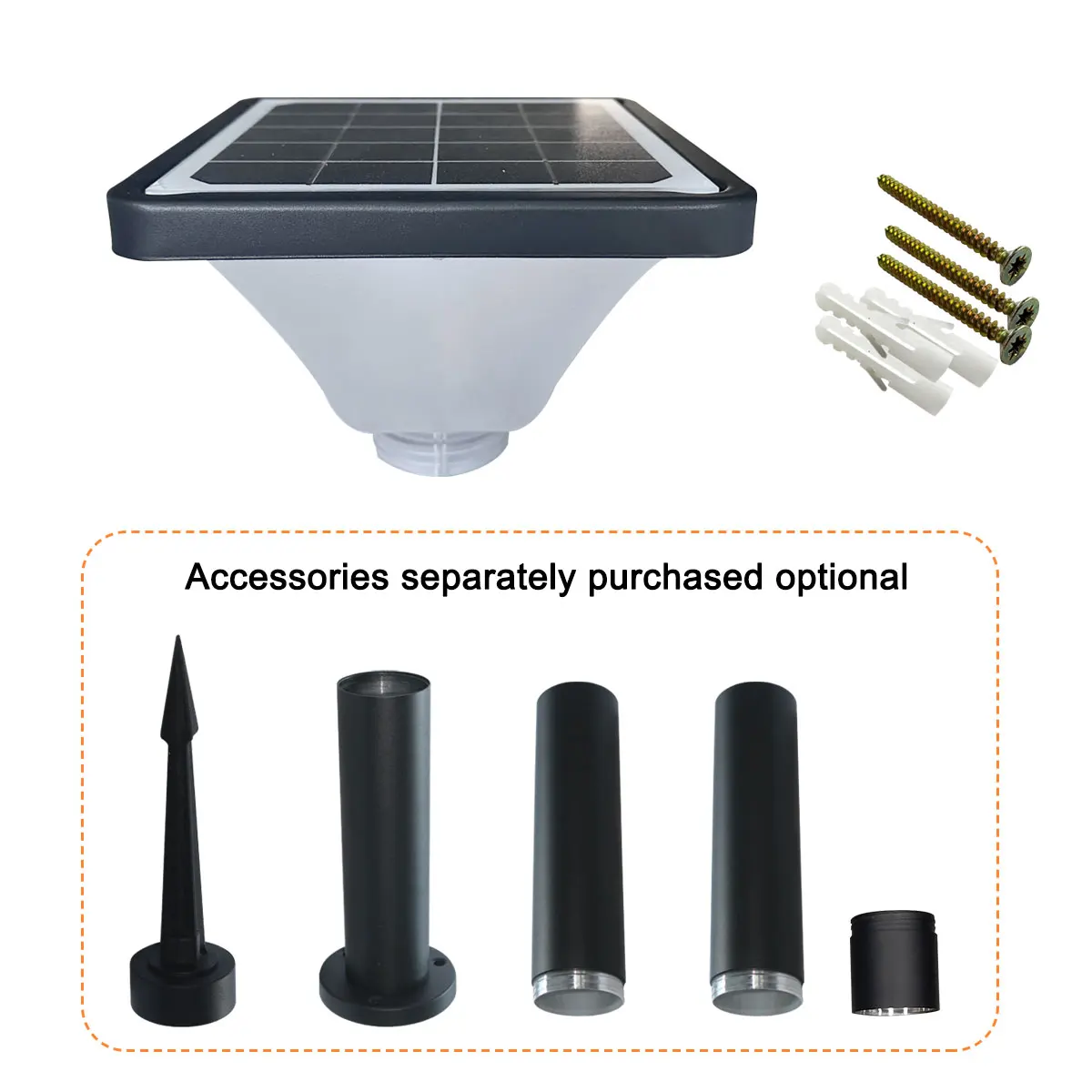 Die-Cast Aluminum LED Solar Garden Light with Daylight Sensor and Three Color Temperatures for pathway