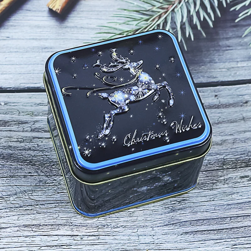 Wholesale Hinged Square Tin Box Small Metal Hinge Packing Tin Box Christmas Tin Boxes for Present