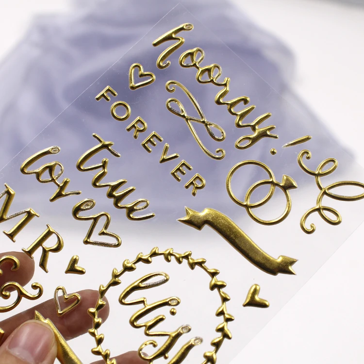 Gold foil 3D foam puffy letter Alphabet sticker for decorative scrapbook