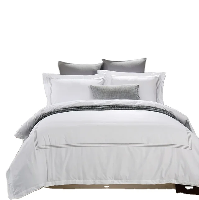 Nantong 2 комплекта Moq Индивидуальный размер 300T Египетский хлопок белый вышитый Комплект постельного белья роскошный отель Лен