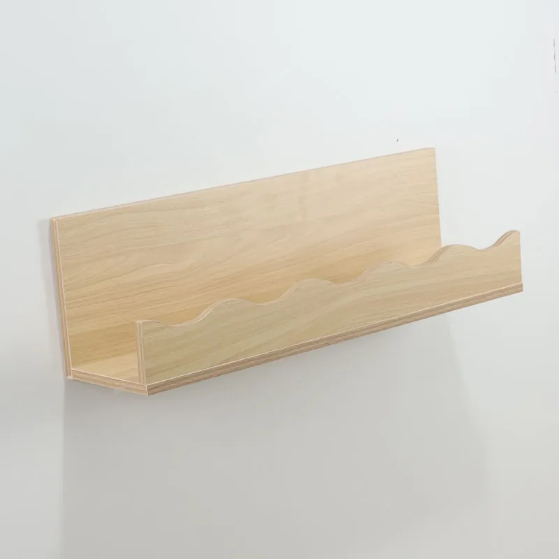 Customized Wood Wall Mounted Organizer Scalloped Nursery Wood Floating Shelf