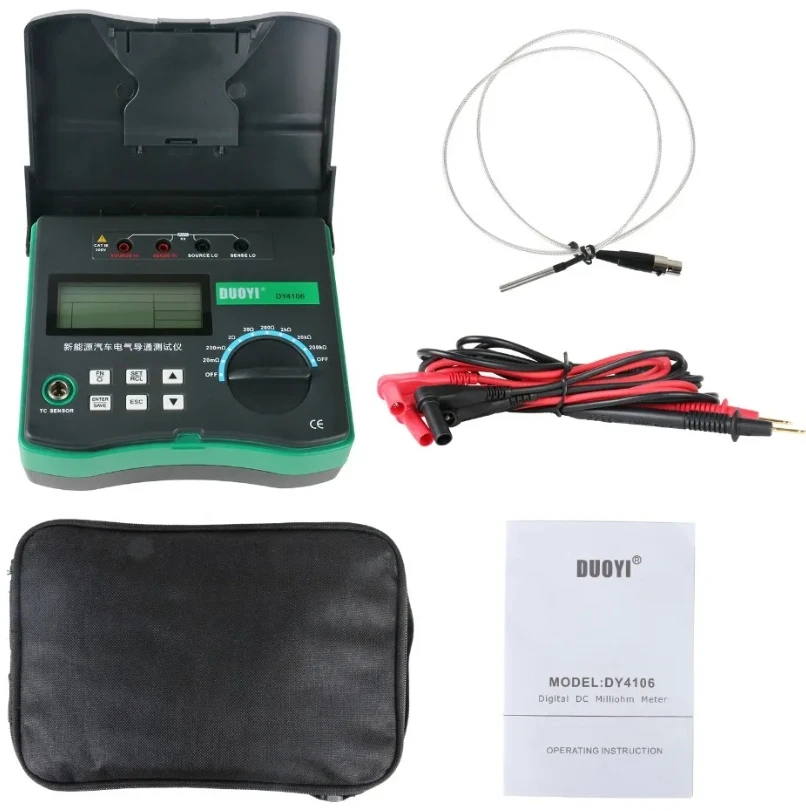 DUOYI DY4106 цифровой Миллиомметр HD ЖК-дисплей с подсветкой 4 провода тестовый мультиметр низким сопротивлением 10 у-200 кОм Новый энергетический автомобиль