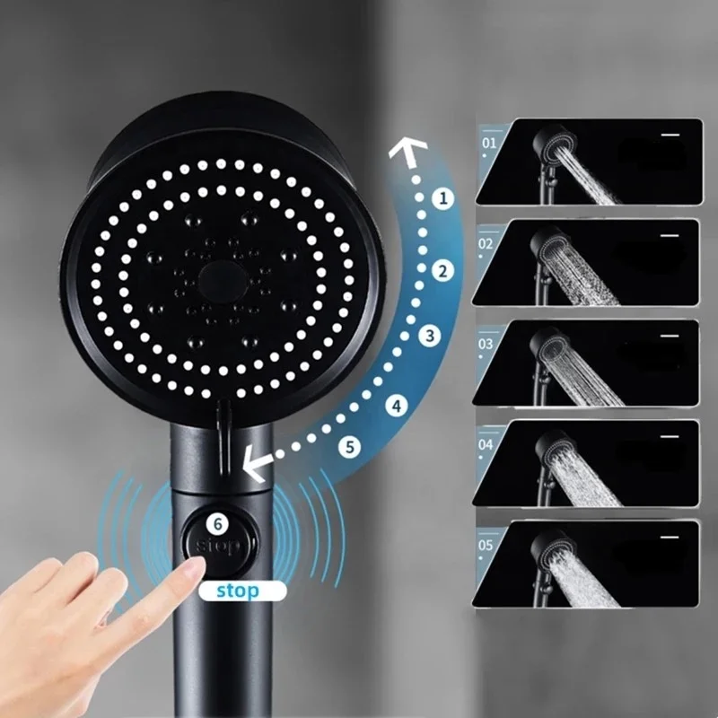 bathroom high pressure propeller vortex hydro turbofan 5-function water saving abs shower head  handheld with turbo fan booster