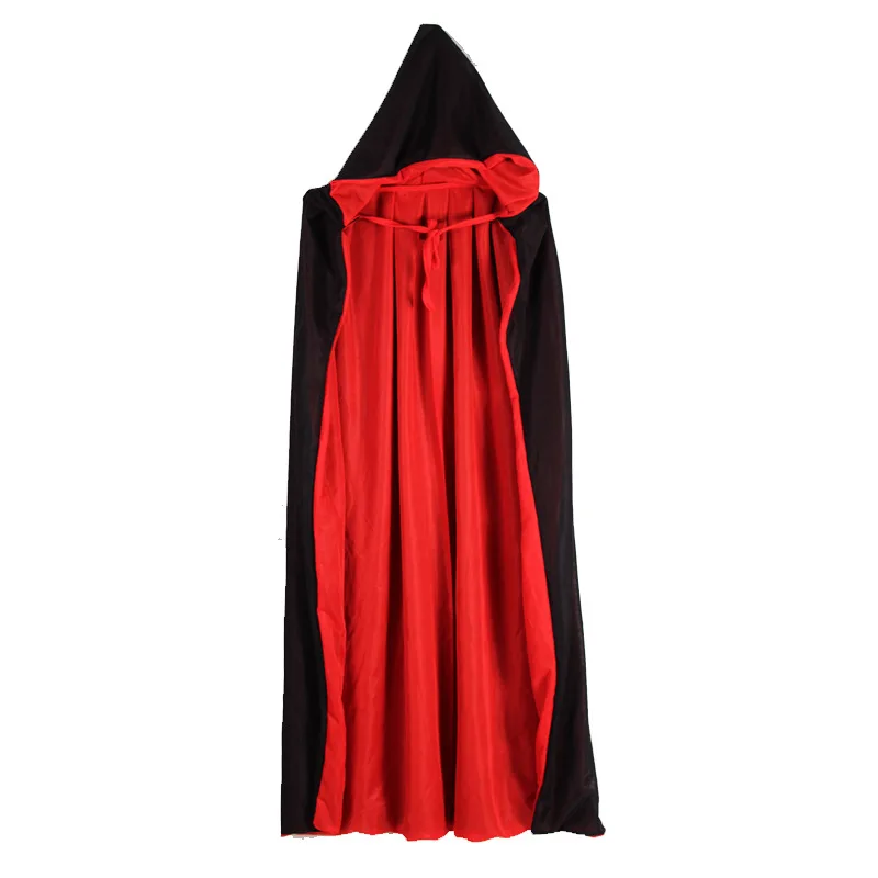 Double Layer Black Horror Costume Cheap Halloween Vampire Cloak with Teeth