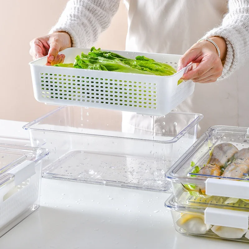 Plastic  Multi-Functional Saver Storage Container With Removable Drain Basket