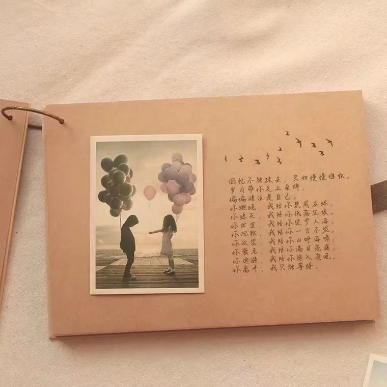 Sprial Photo Book Baby Album DIY Scrapbook Wedding Kraft Scrap Book Photo Albums Hardcover For Spiral Notebook Paper