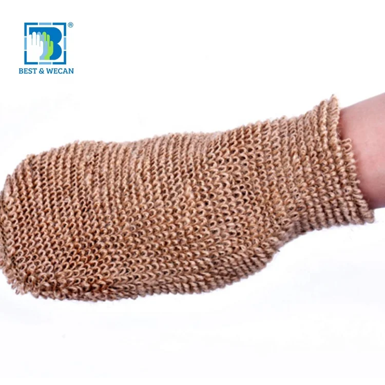 Best&Wecan Custom Reusable Natural Hemp Scrubber Body  Mitt Bath Exfoliating Glove