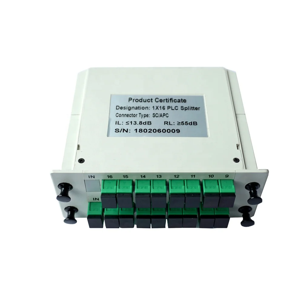 Manufacturing 2 8 plc splitter 1x16 cassette optical splitter PLC