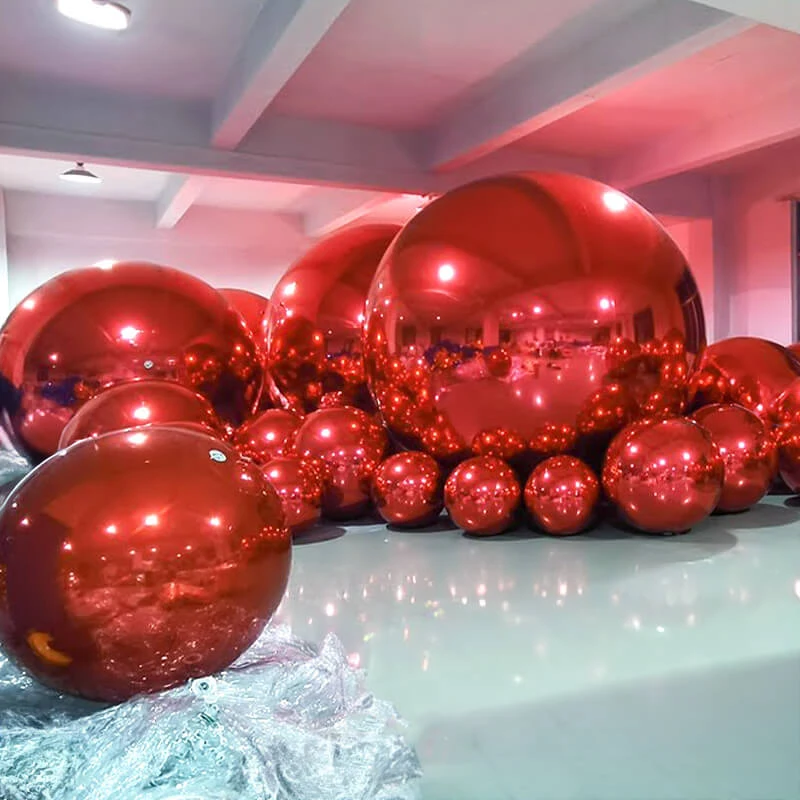 Mirror Balls Inflatable Mirror Balloon Silvery Sphere PVC Chrome Hanging  Shiny Balls Christmas Party Decoration