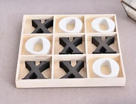 Деревянная шахматная игра Tic Tac Toe для детей XO Chess Game Box