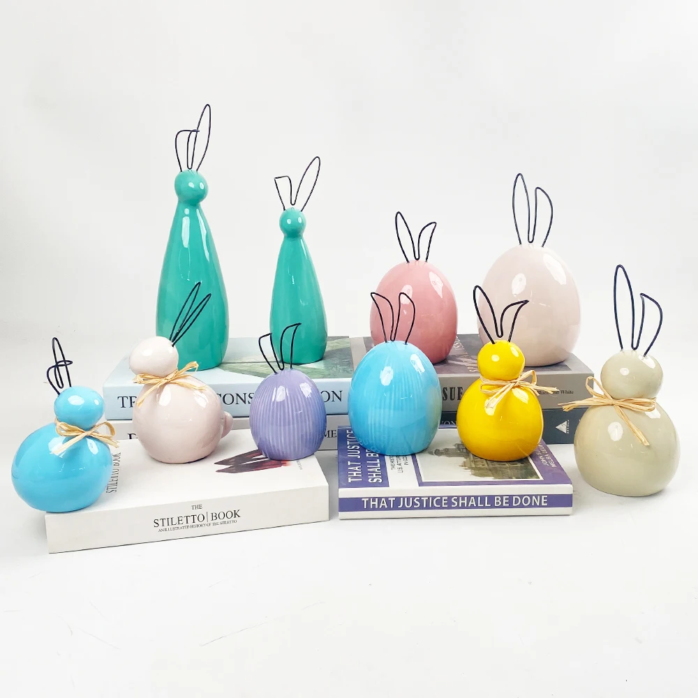 DIY Ear Creative Ceramic Easter Rabbit Indoor Home Decoration Creative Ceramic Easter Rabbit Decoration