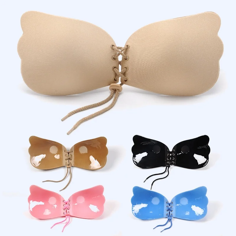Factory Direct Lala Goddess Invisible Intimates Bikini Panties with Silicone Nipple Pasties Gathered Bra