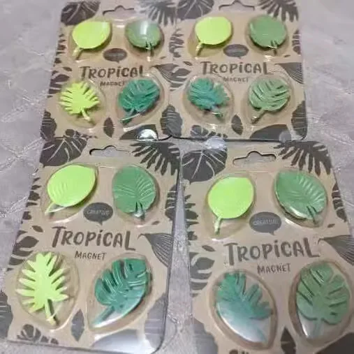 Refrigerator Magnet Green Turtle Leaf Modelling Message Board Magnets 4pcs For Home Furnishing Kitchen Refrigerator Decorate