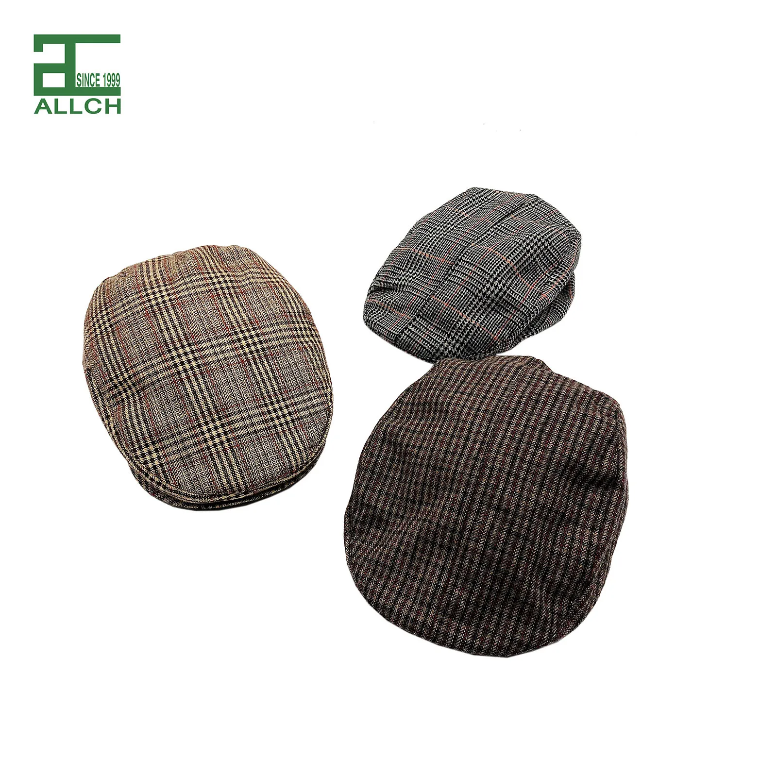 ALLCH Adult Winter Autumn European Style Checked Custom Newsboy hats Flat Cap Ivy Hat