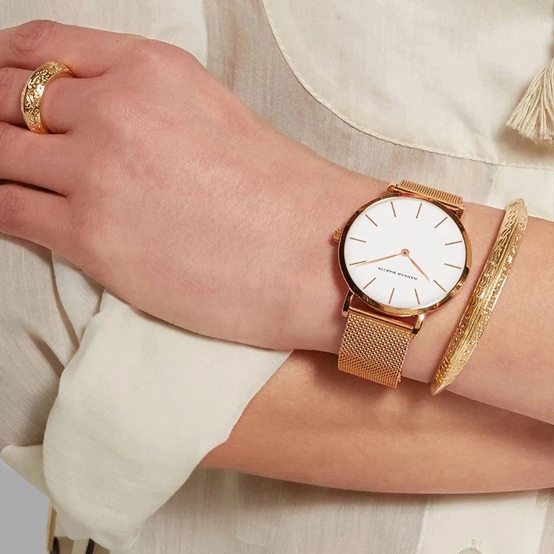 HM Top Brand Drop shipping Japan Quartz Movement Women Watch Rose Gold Waterproof Wristwatch Fashionable Nordic Ladies Watches