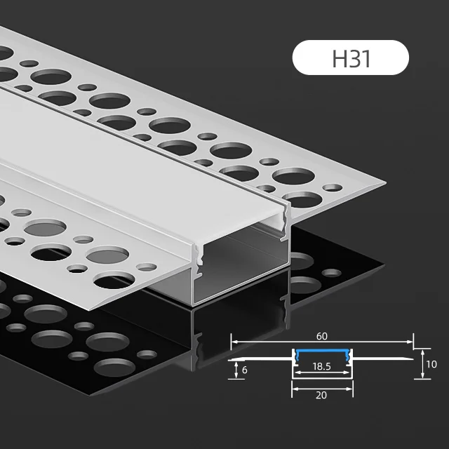 H31 Ceiling Wall Linear Lamp Embedded Alu Profil Extrusion Channel Frame Recessed Aluminum Profile for LED Strip Light