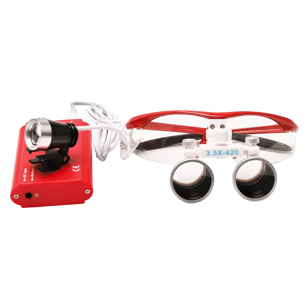 2.5X 3.5X 420MM Dental Loupe With LED Headlight Portable Medical Headlamp Binocular Magnifying Glass Surgical Head Light Lamp