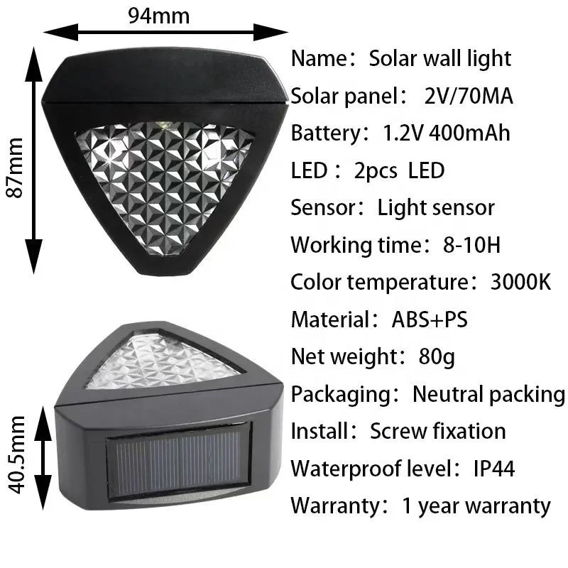 LED outdoor solar garden lighting wall lamp waterproof, suitable for fence wall landscape lawn decorative street lamp
