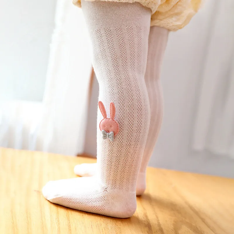 Baby Girls Tights Cable Knit Seamless Leggings Summer Thin Newborn Baby Pantyhose Tights with Bow