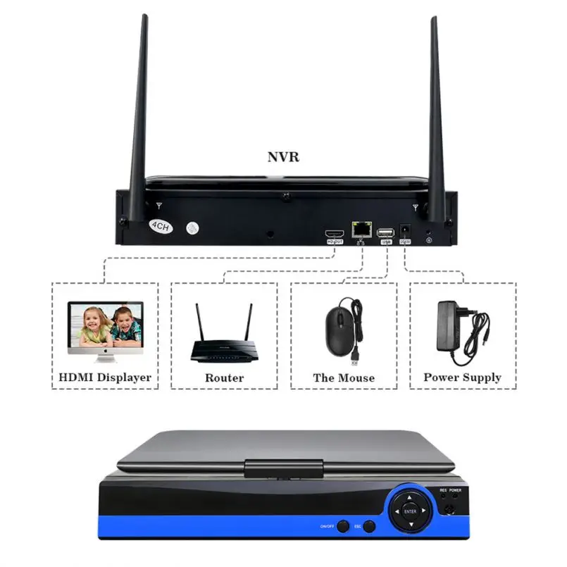 4CH 720P 10 1 дюймов HD ЖК-экран Mornitor Беспроводной NVR комплект системы безопасности Wifi