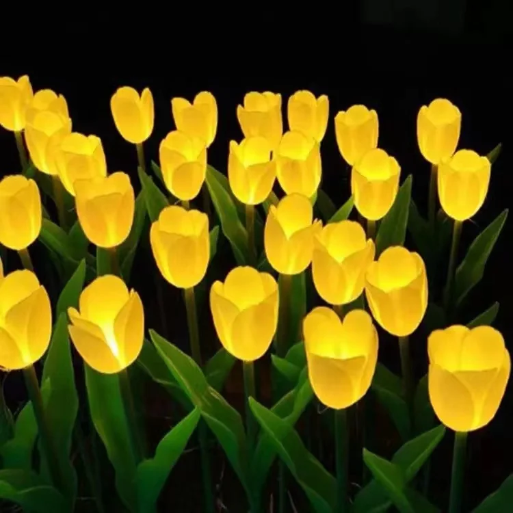 Tulip artificial led garden light solar led Flower light Color Changing Rose Lights for Yard Garden Decoration