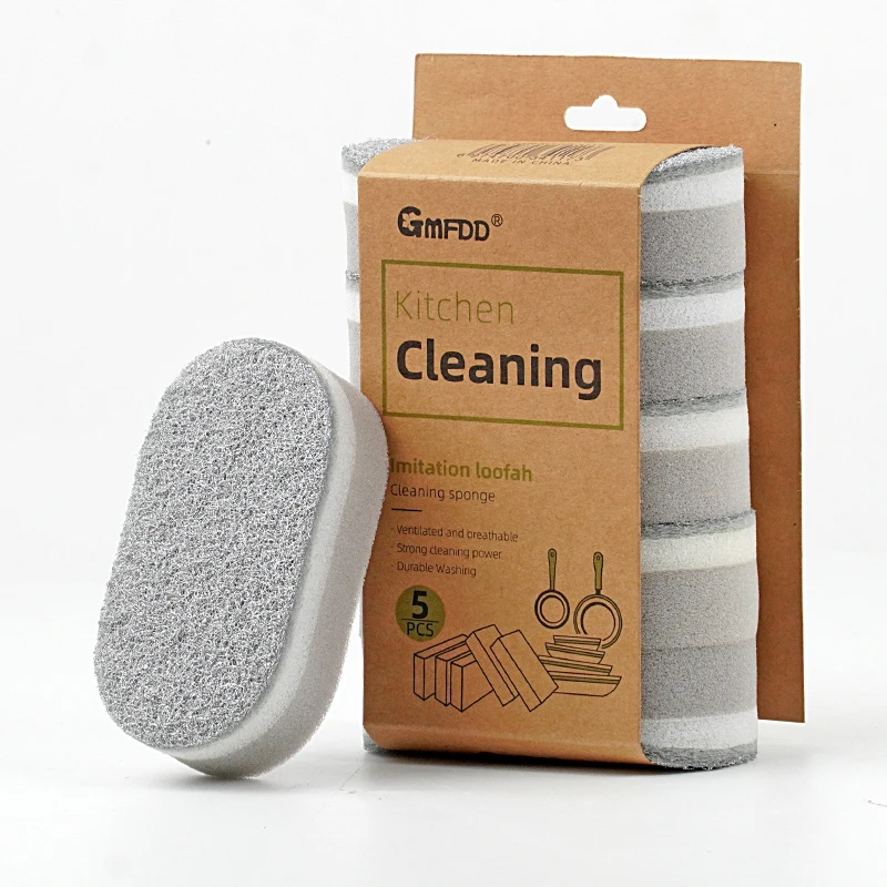 New product spray silver scouring pad sponge double-sided thickened cleaning kitchen dish brushing cloth sponge cleaning