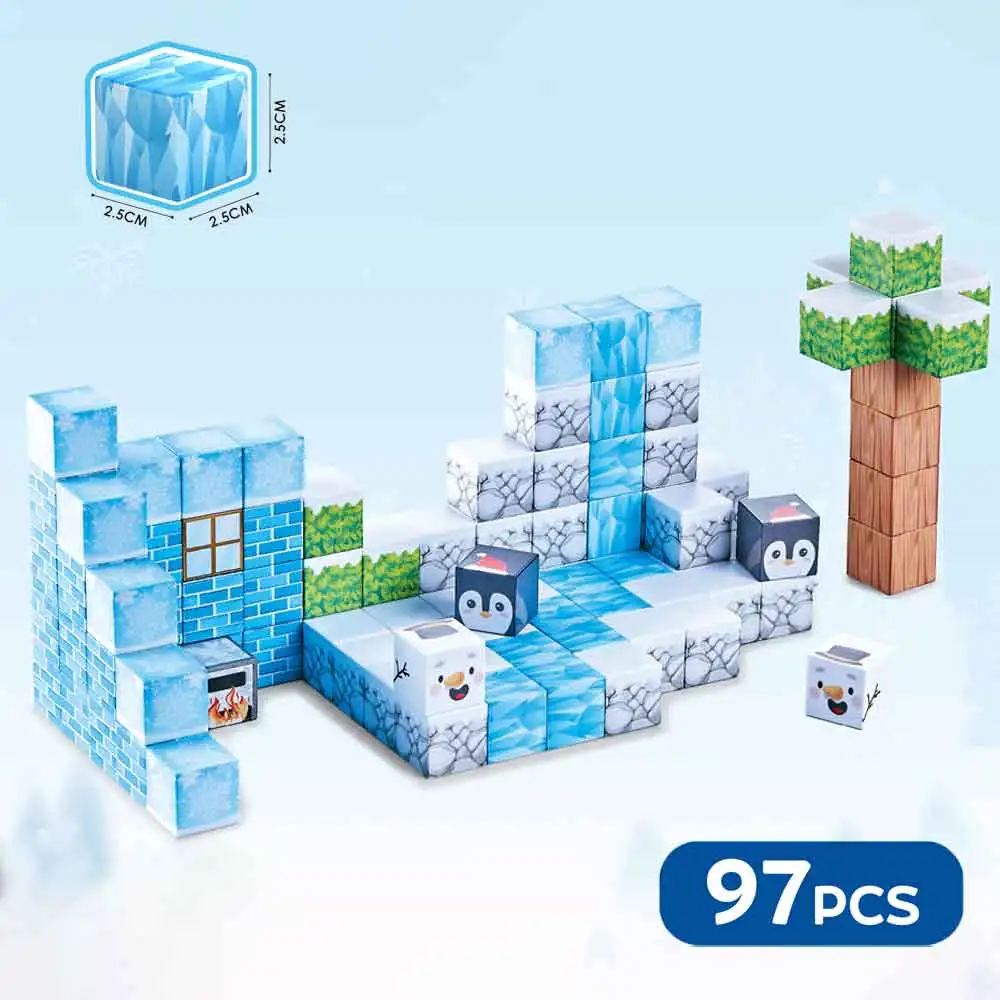 2.5CM Customize 97PCS Ice Snow World My Le Bricks Go World DIY 3D Puzzle Building Block Sets Custom Children Block
