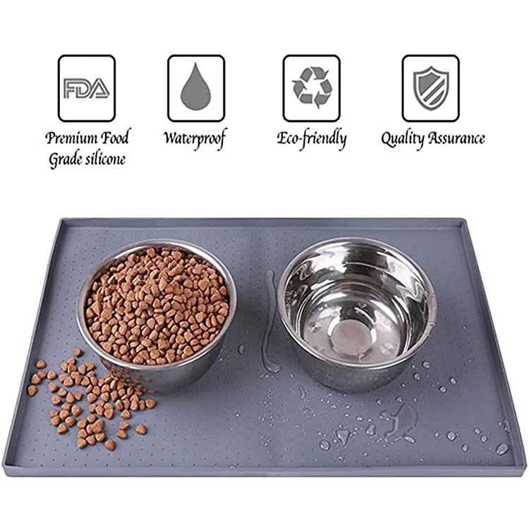Nonslip Pet Food Mat Washable Silicone Dog Bowl Mat Waterproof Dog Food Mats for Floors