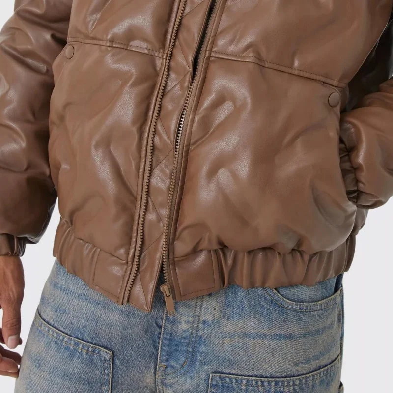 New Design Windbreaker Bubble Jacket Custom Logo Winter Zip Up Down Jackets Mens Leather Padded Puffer Jacket