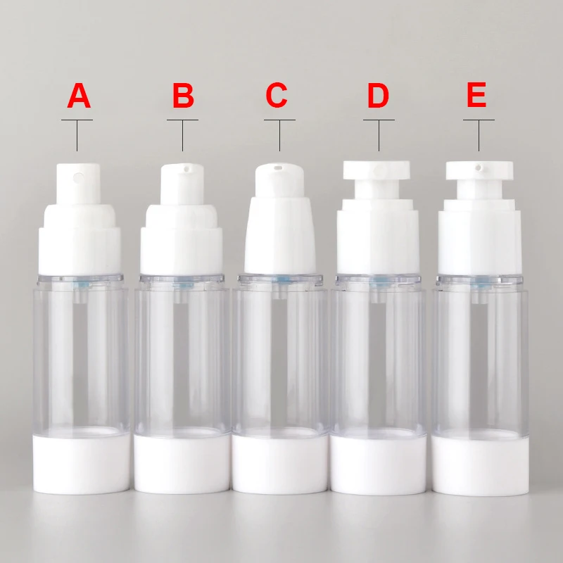 Portable 15ml 30ml 50ml 80ml 100ml AS Lotion Luxury White Serum Airless Spray Bottle Silver Jar Airless Pump Bottle For Travel