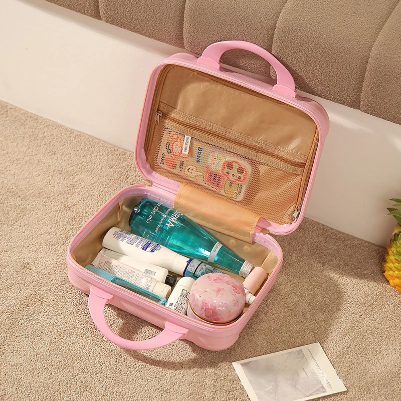 Portable 14' Travel Makeup Case Train Beauty Suitcase Cosmetic Storage Travel Toilet Bag Train Case Portable Cosmetic Storage