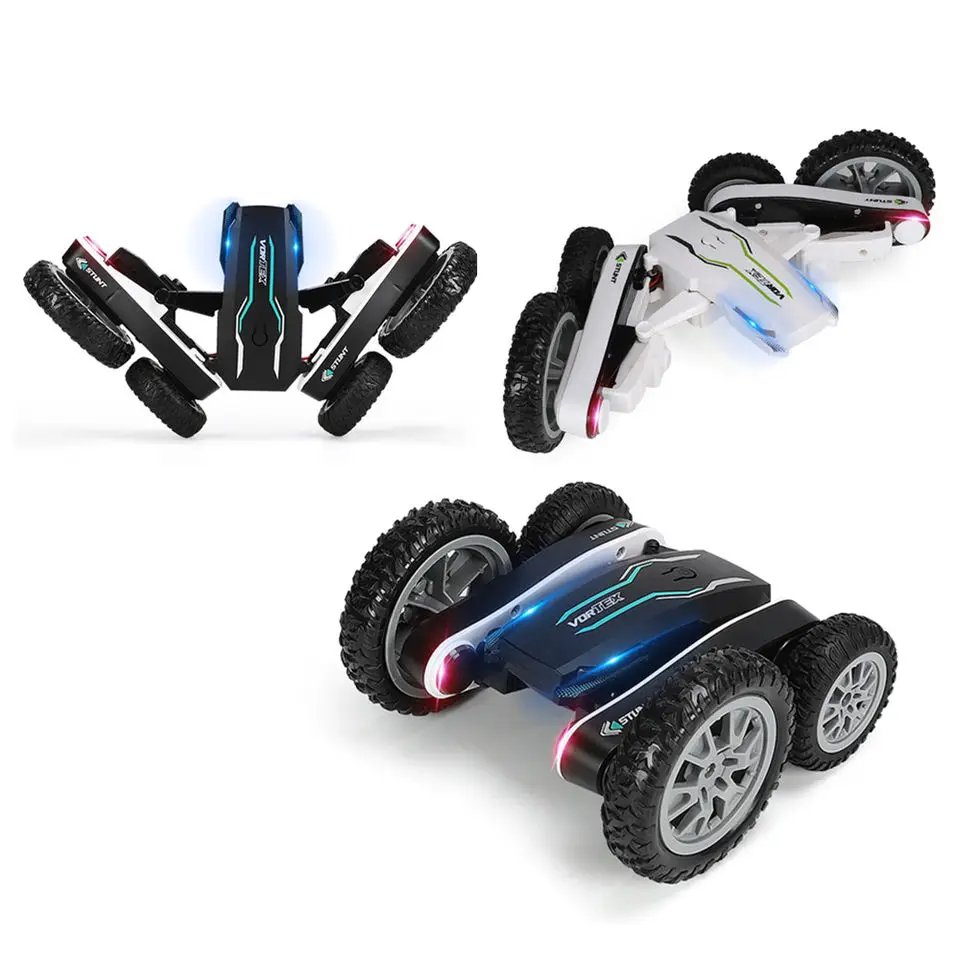 Factory wholesale  kids new mountain beach road rc car with lighting electric rc twist fancy stunt rolling remote car toy