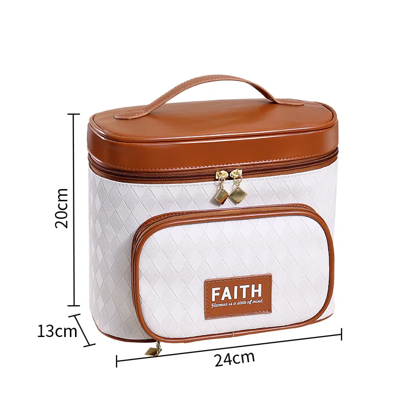 Elegant Star Portable Double-deck Pu Leather Cosmetics Case Pouch Jewelry Makeup Storage Bag Ladies Cosmetic bag For Women