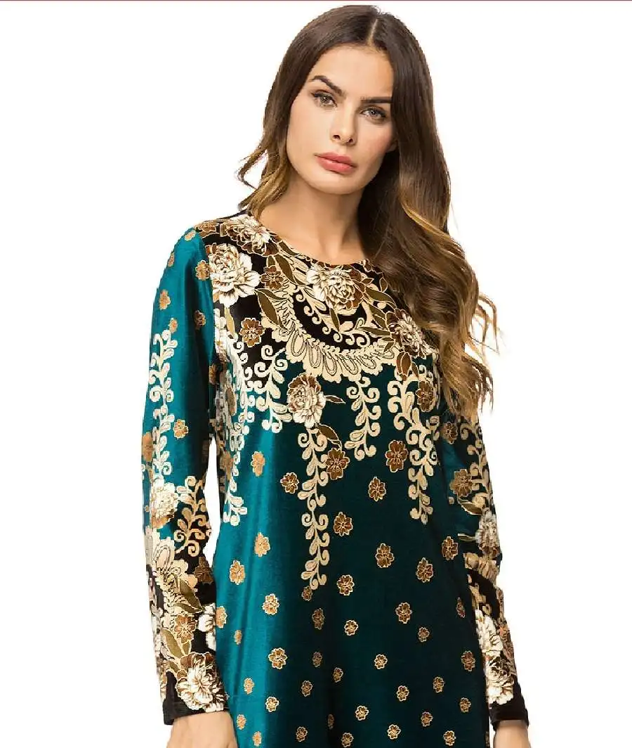 Женское платье с длинным рукавом, большое клетчатое платье с принтом, мусульманская абайя