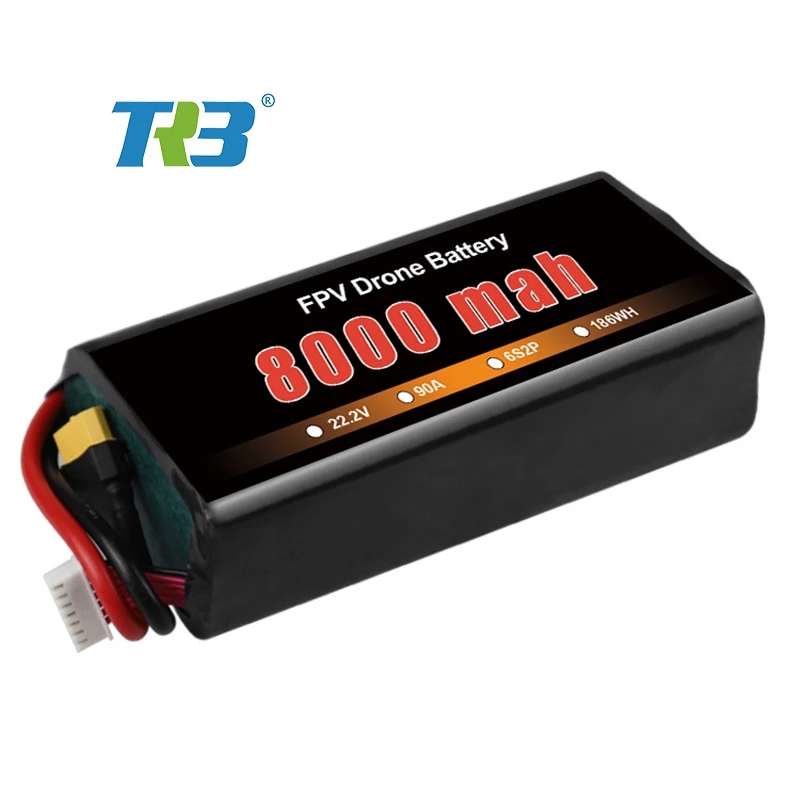 TRB FPV Drone Battery 6S lipo 22.2V  22.8V 5500/6000/6500/7000/7500/8000/9000mAh 50C 100C For 10inch RC Parts With Plug Battery