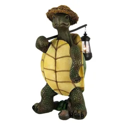 High demand import Outdoor Style Tide Handicraft Garden Go Turtle with Lantern resin statue