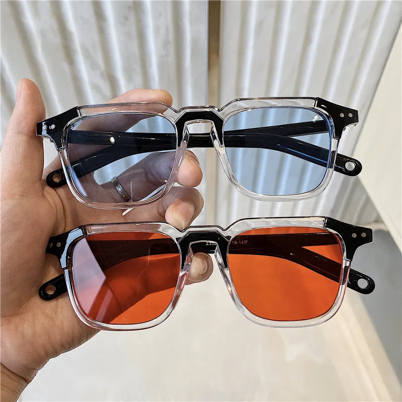 Chic Hip Hop Rice Nail Molding PC Square Frame Ocean Lens Shades Transparent Rectangle Men Women Sexy Vintage UV400 Sunglasses