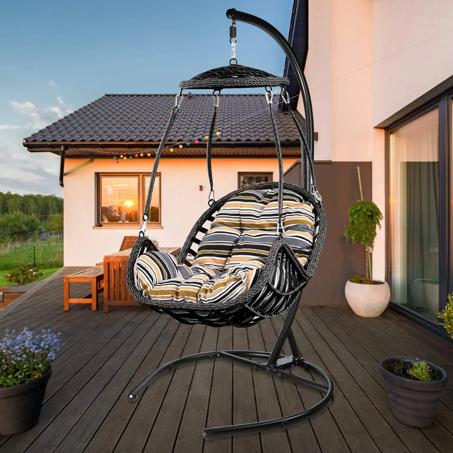 Danlong wholesale hammock chair indoor hammock with stand balcony swing chair baby adult swing egg chair stand for bedroom