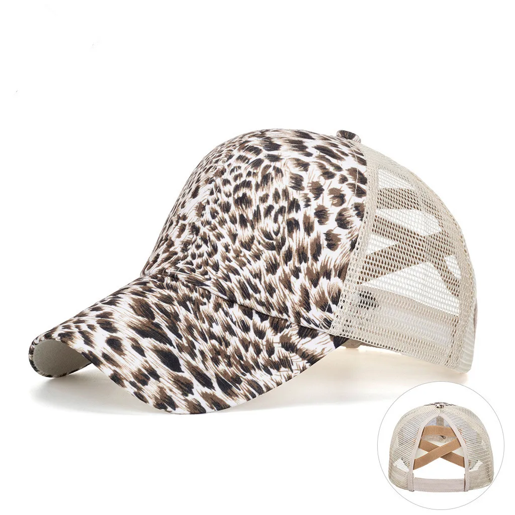 Sun Protection Sun Hat Fashion Casual Baseball Hat Leopard Print Ponytail Baseball Cap For Men And Women