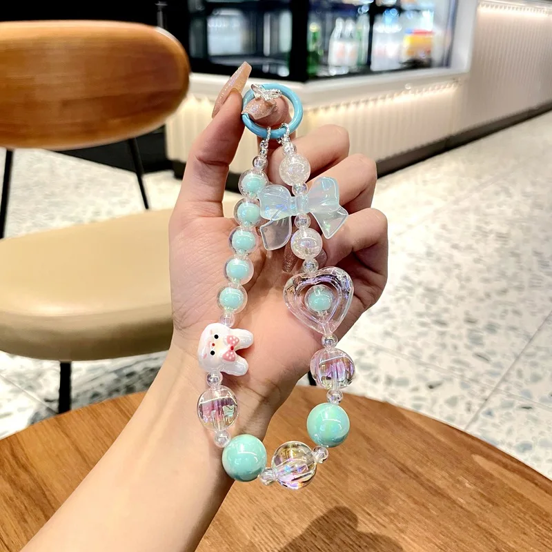 New creative mobile phone case hanging decoration short mobile phone chain beaded hand chain luggage accessories wholesale