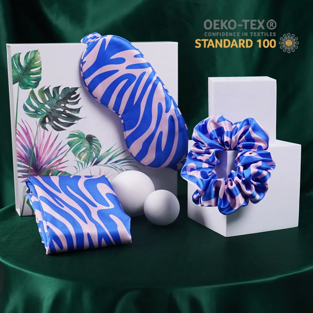 6A oeko-tex 100% mulberry silk pillowcase set with Scrunchies eyemask pure silk pillow case gift set 22 mm silk pillow case