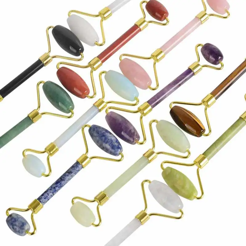 ODM OEM private label 100% natural face beauty Adventurine xiuyan rose quartz jade roller gua sha for face