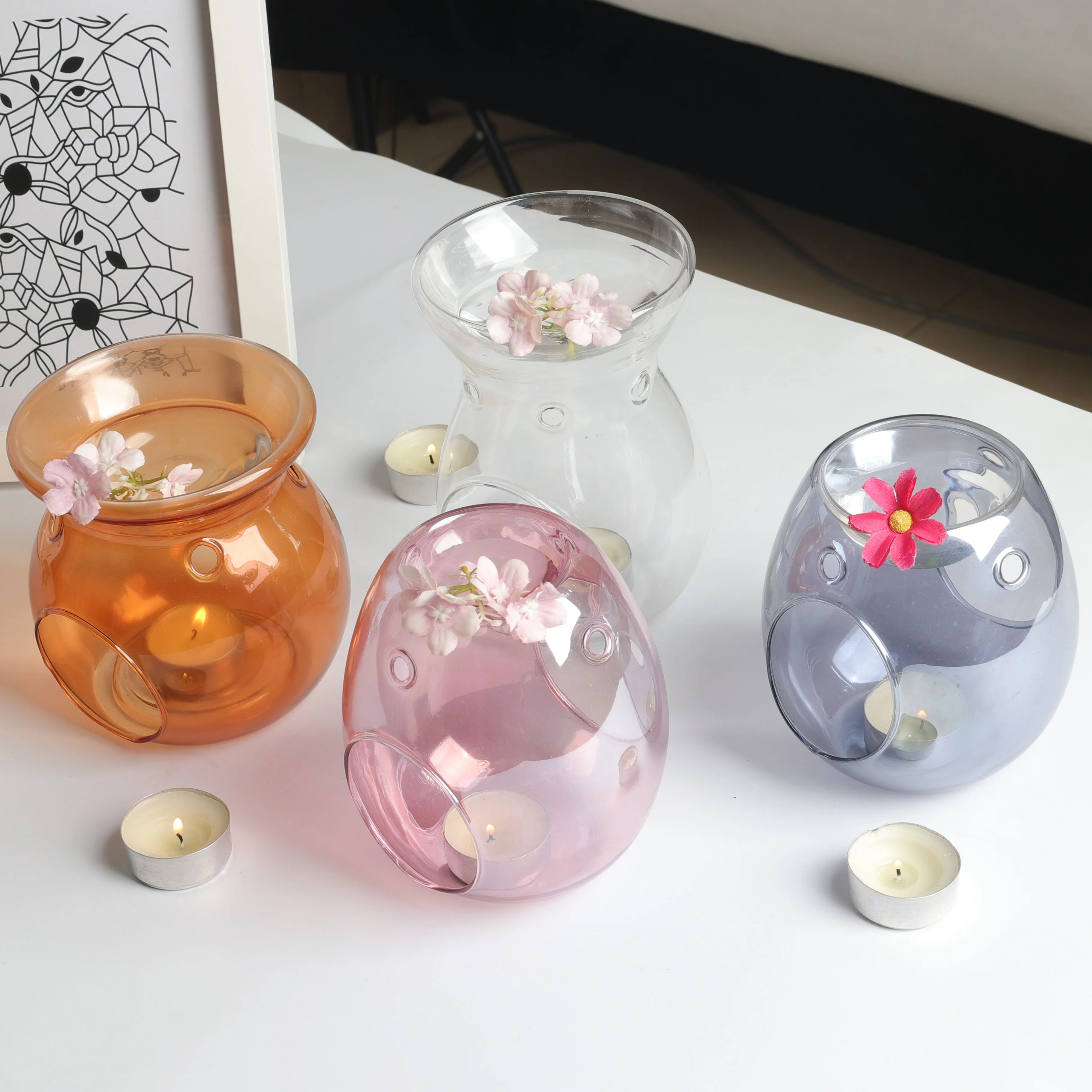 High Borosilicate pyrex Glass Aromatherapy Fragrance Lamp Heat-resistant Glass Candlestick