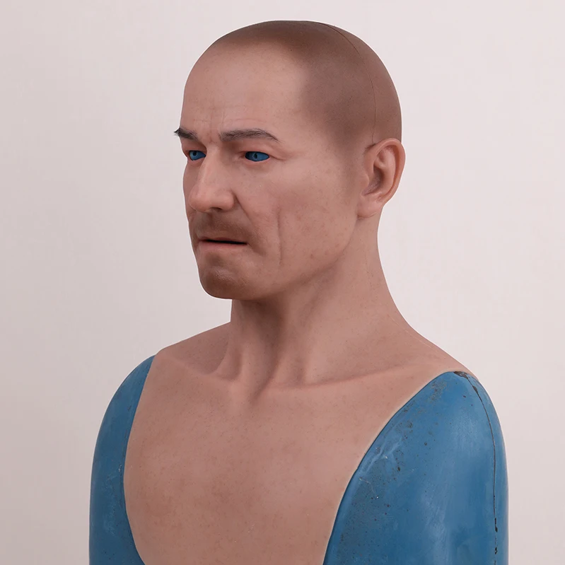 Halloween Crossdresser Realistic Masks Man Face Headmask Silicone Male Mask With Fake Breast