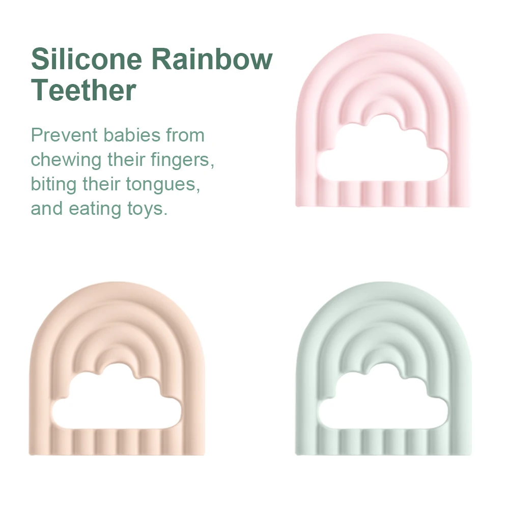 Maysun Food Grade Rainbow Silicone Baby Teethers Donut Rubber Toy Chewable Teething Toys Silicone Baby Teether