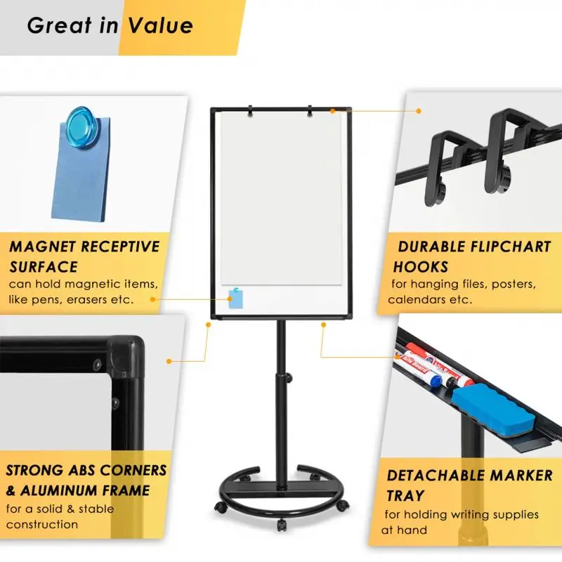 Mobile Dry Erase Whiteoard 36*24inchs Portable Magnetic Dry Erase Board Stand Easel White Board Flipchart Easel Board